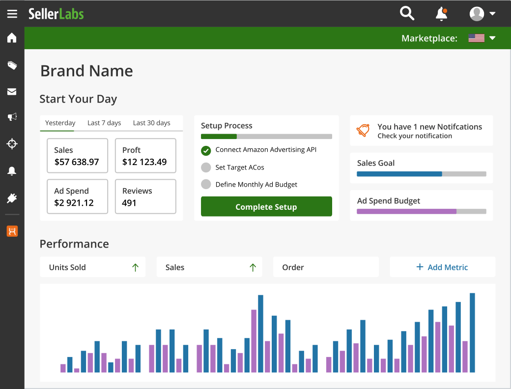 Seller Labs PRO interface. Illustration.