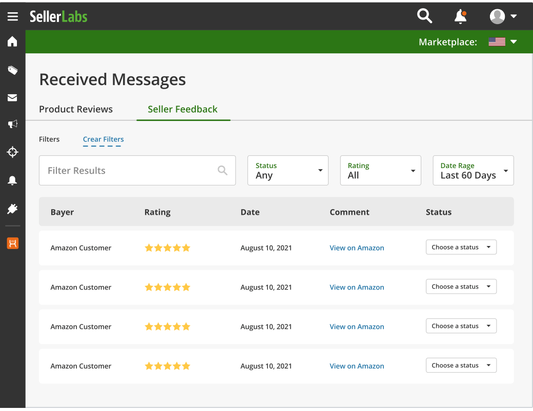 Seller Labs PRO interface. Illustration.