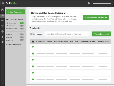 Keyword Center interface. Illustration.