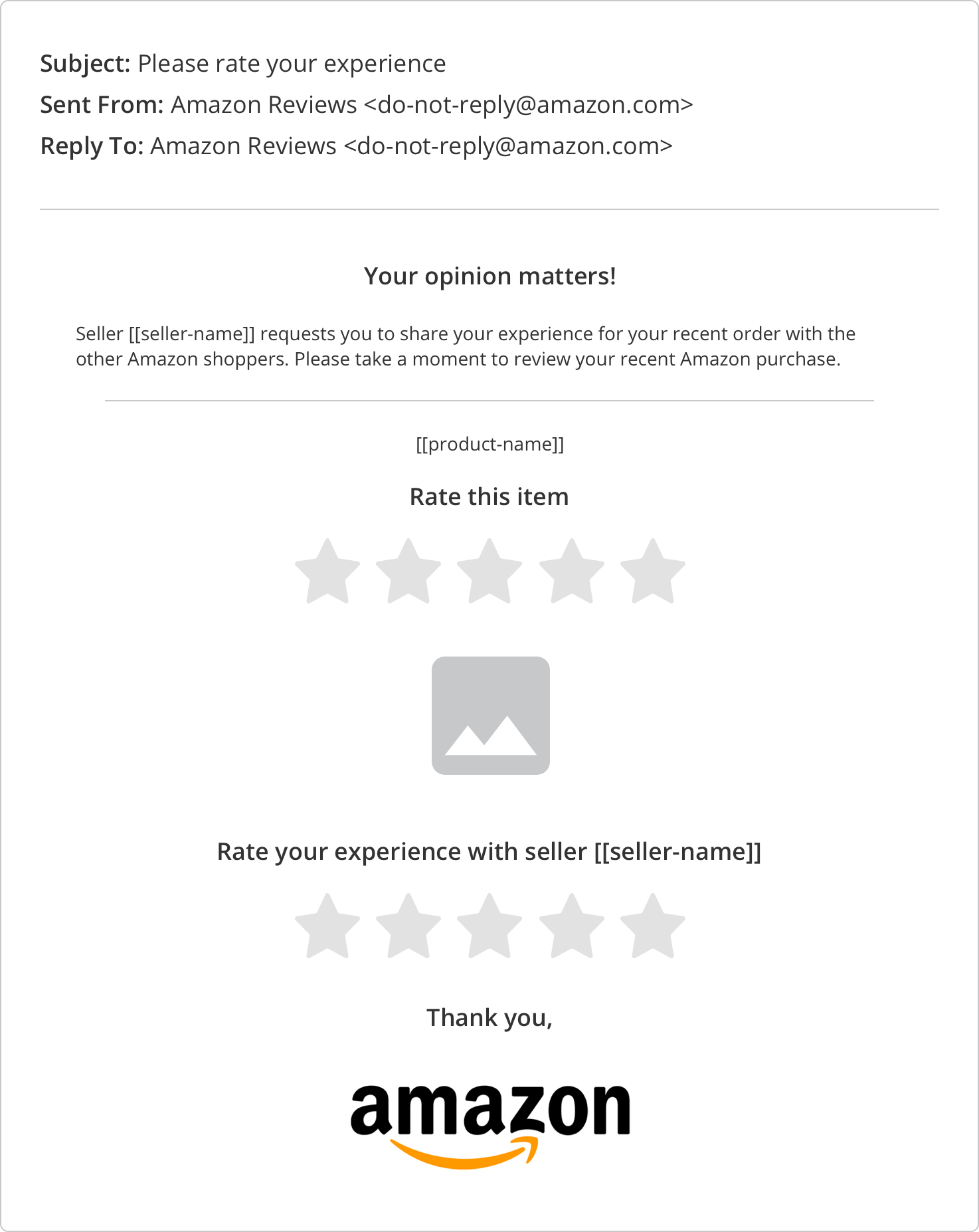 Amazon’s Request a review automated template