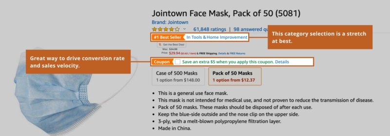 Category matters when considering Amazon's best choice badge