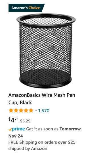 Amazon's Choice on AmazonBasics Product with Amazon Logo