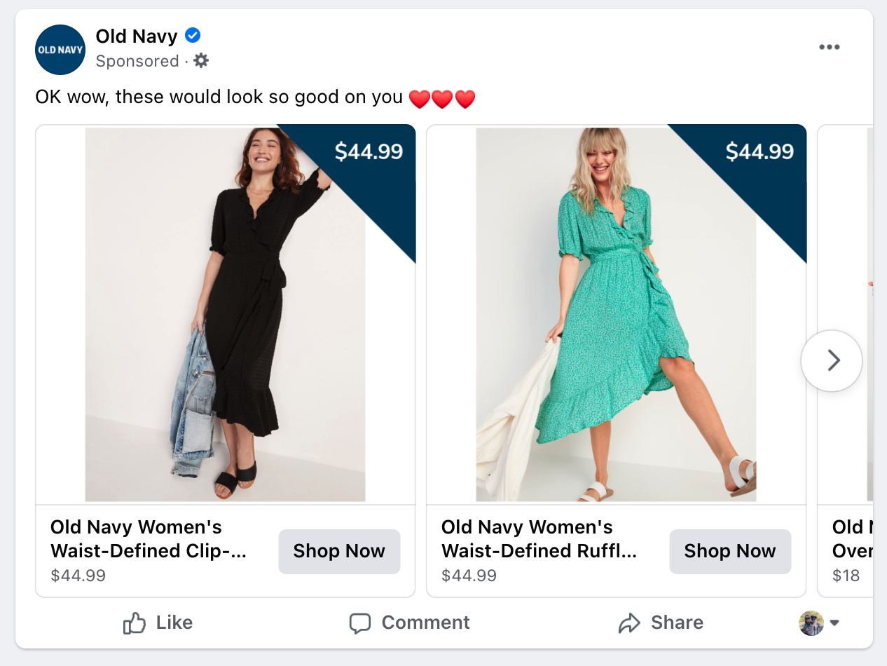 facebook advertizing carousel ads 