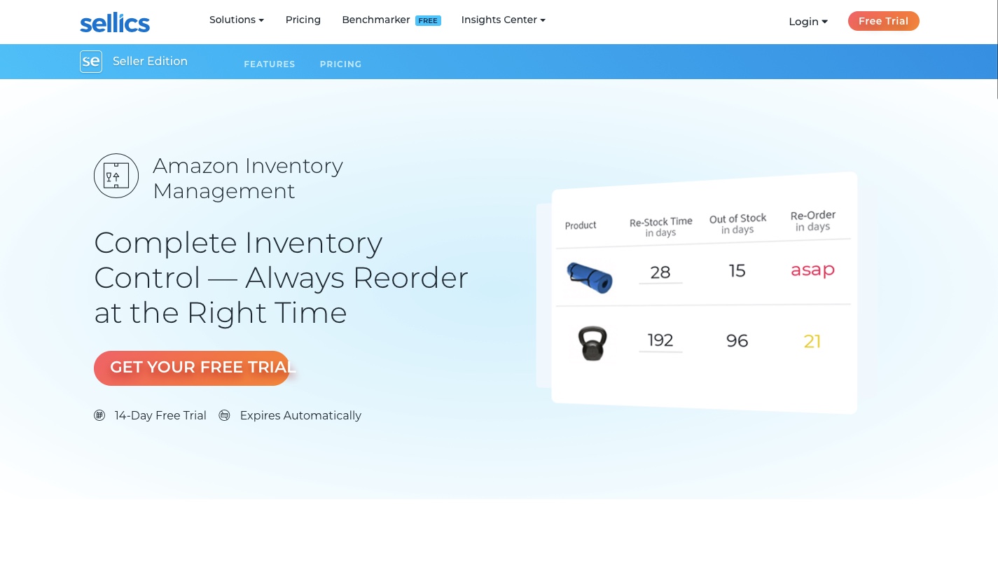 Sellics Amazon inventory management tool