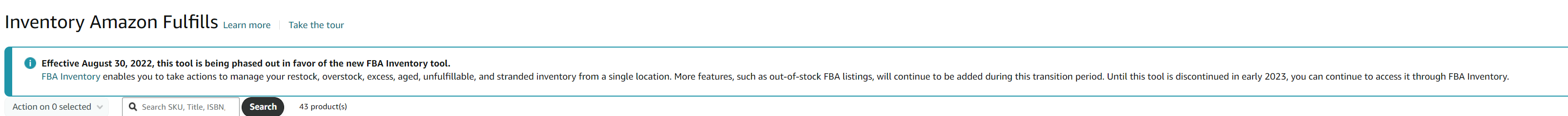 FBA inventory dashboard