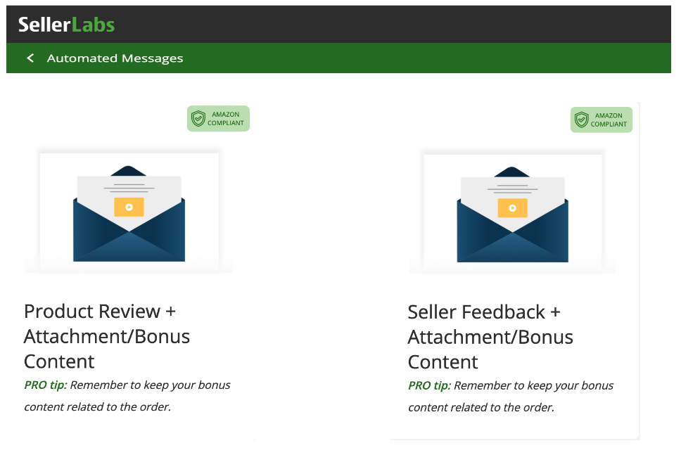 Product review request emails with attachment provided in Seller Labs PRO