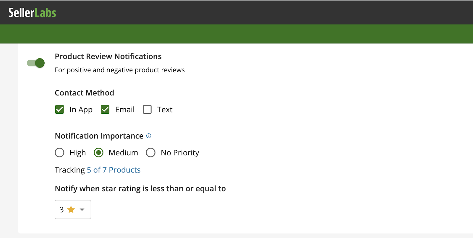 Setting up notifications for negative reviews in Seller Labs PRO