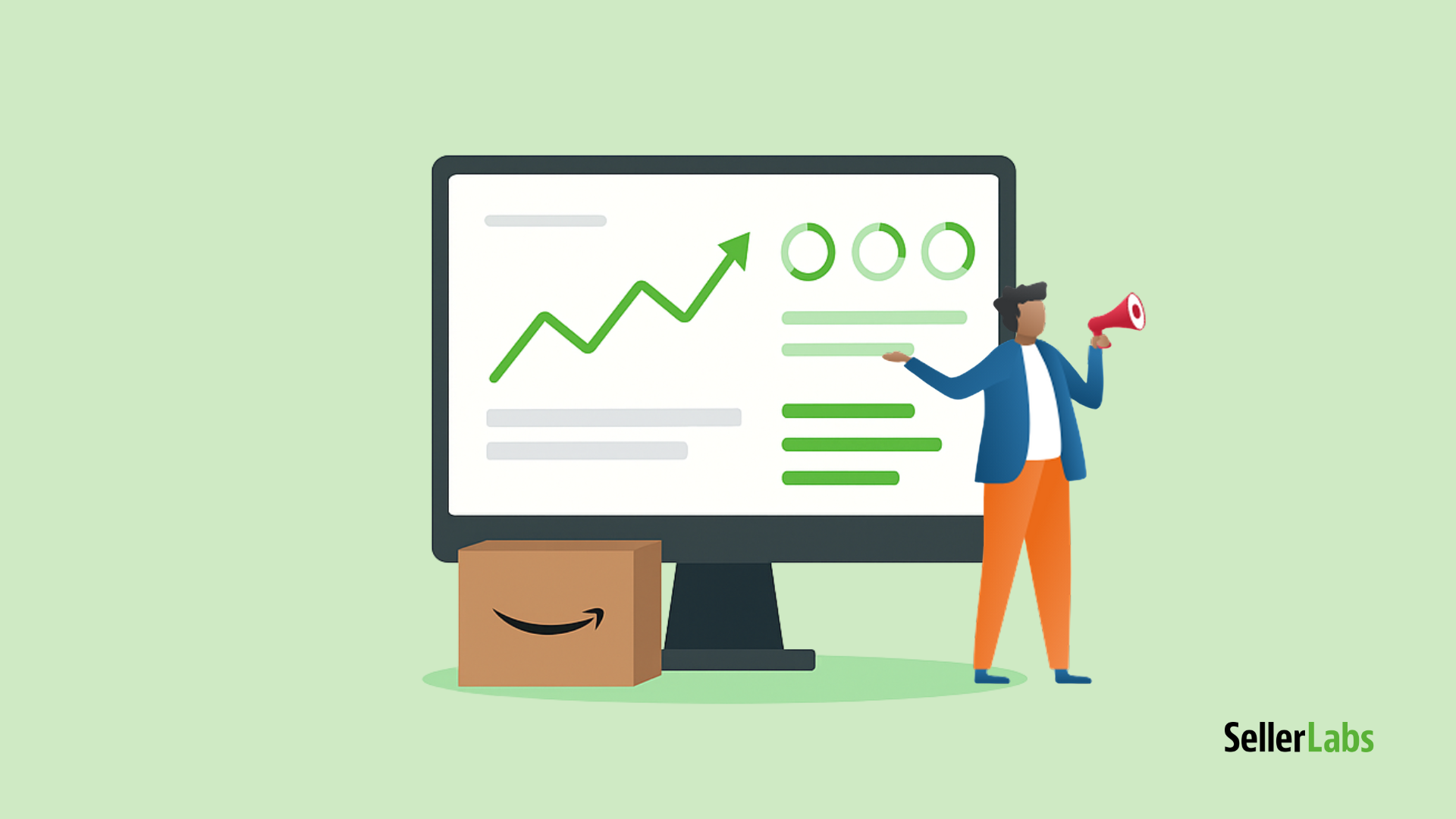 An Amazon seller is analyzing performance data on a dashboard representing profit tracking and growth.