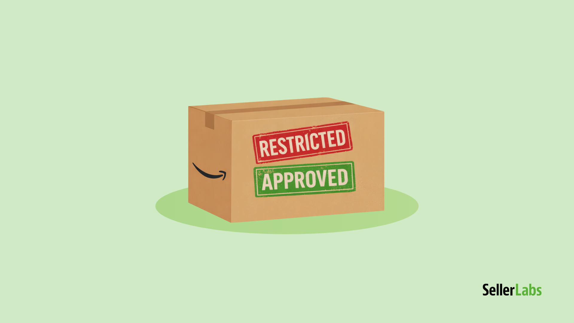 Amazon box stamped “Restricted” and “Approved” showing the approval process for Amazon restricted products in 2026