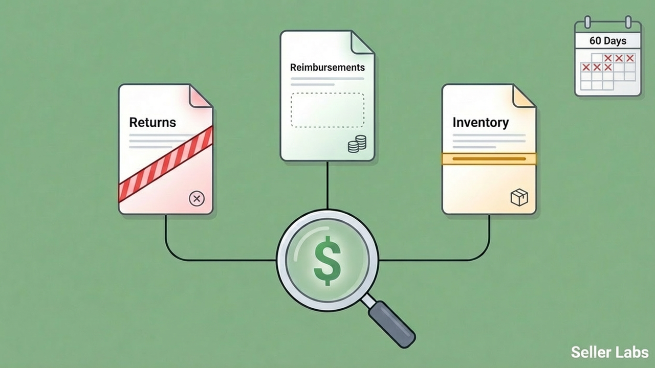 FBA reimbursement audit three Amazon Seller Central reports cross-referenced to find unpaid claims