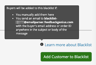 Seller Labs Feedback Genius blacklist tool tip learn more