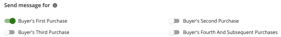 Seller Labs Feedback Genius Custom Message First, Second, Third, Fourth, subsequent purchases filter