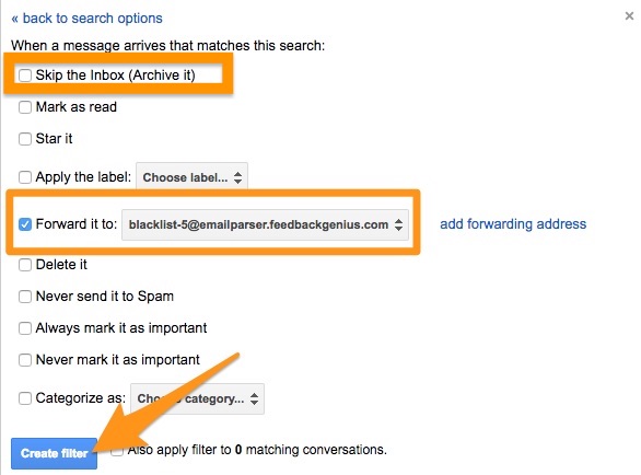 Google email forward it to dropdown box