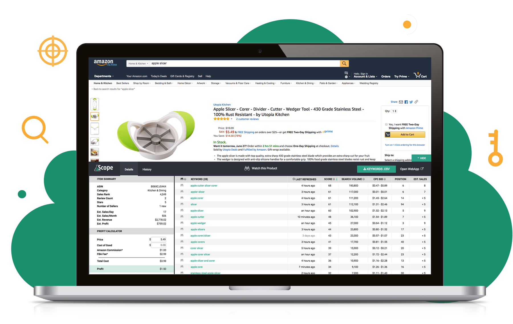 Screenshot of Scope Amazon Keyword Research tool