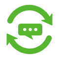 Icon of comment with feedback arrows