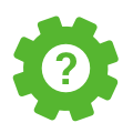 Icon of gear with question mark